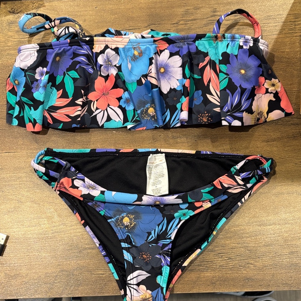 O'Neill Floral Kids Swim Bikini - Black and Multicolor